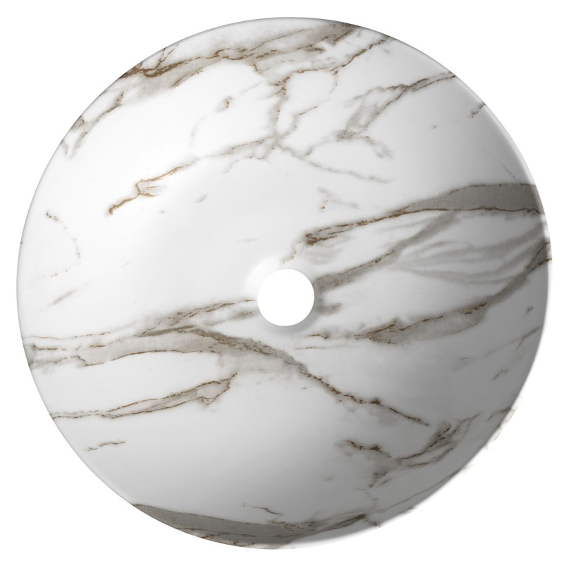 RONDEA keramické umyvadlo na desku Ø 41cm, bianco carrara AR445BC