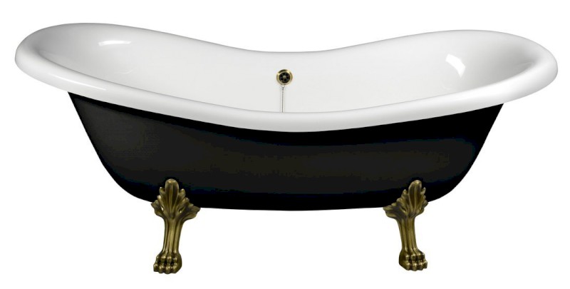 CHARLESTON volně stojící vana 188x83x69cm, nohy bronz, černá/bílá 72960