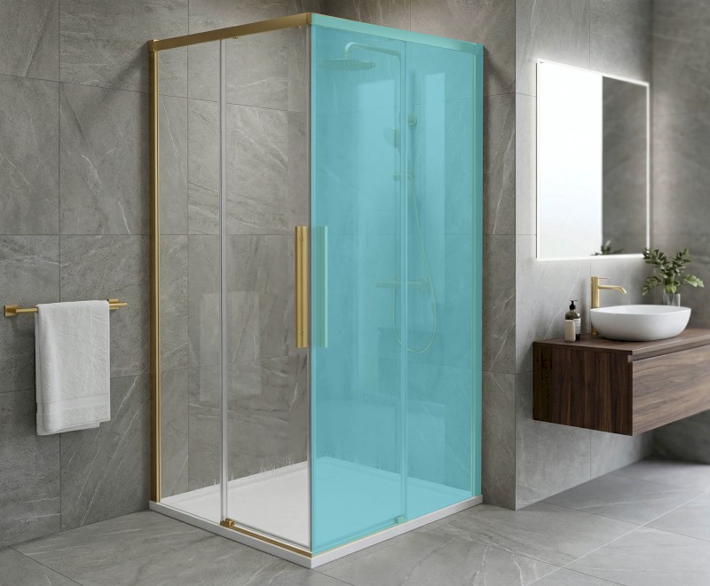 LUXOR GOLD MATT sprchové dveře pro rohový vstup 800mm, čiré sklo GU2180G