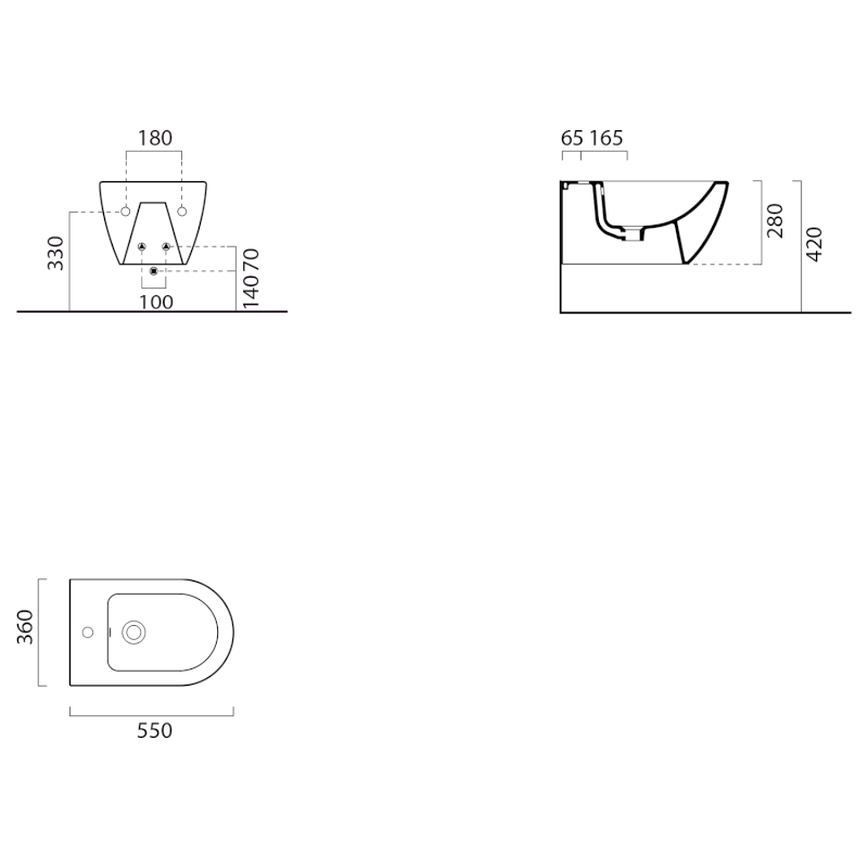 PURA bidet závěsný, 36x55cm, agave mat 8865104