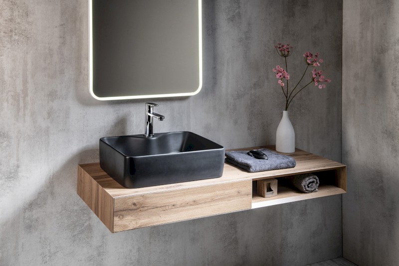 BALENA keramické umyvadlo na desku, 48x37cm, černá mat BH7013B