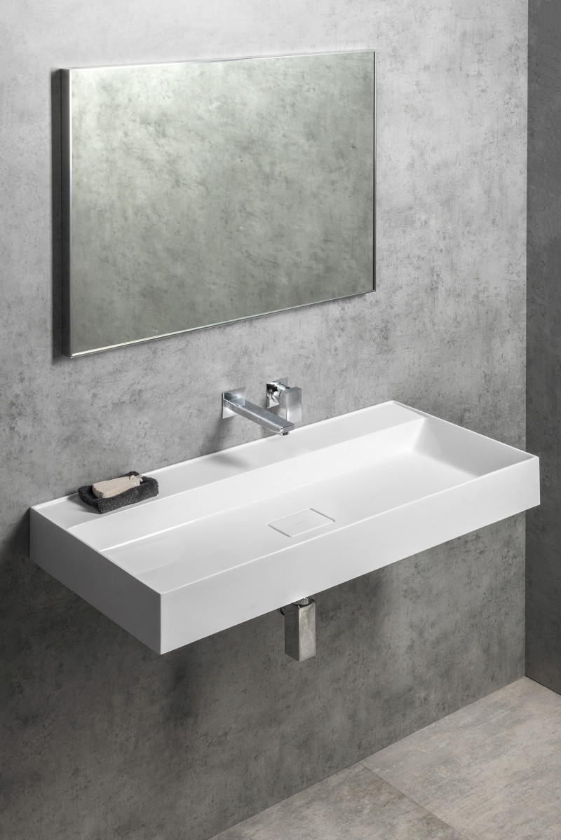 GODIVA umyvadlo, litý mramor, 96x44cm, bez otvoru, bílá GU096-0