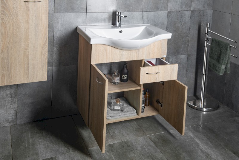 KERAMIA FRESH umyvadlová skříňka, 1 zásuvka, 60,6x74x34cm, dub platin 50066