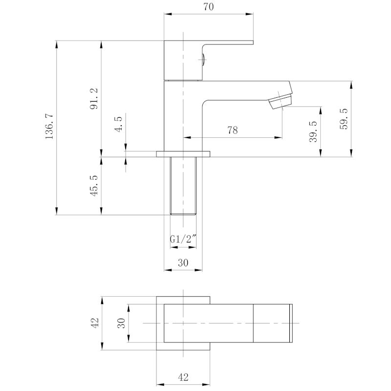 SMALL stojánkový umyvadlový ventil, 92mm, chrom SM25