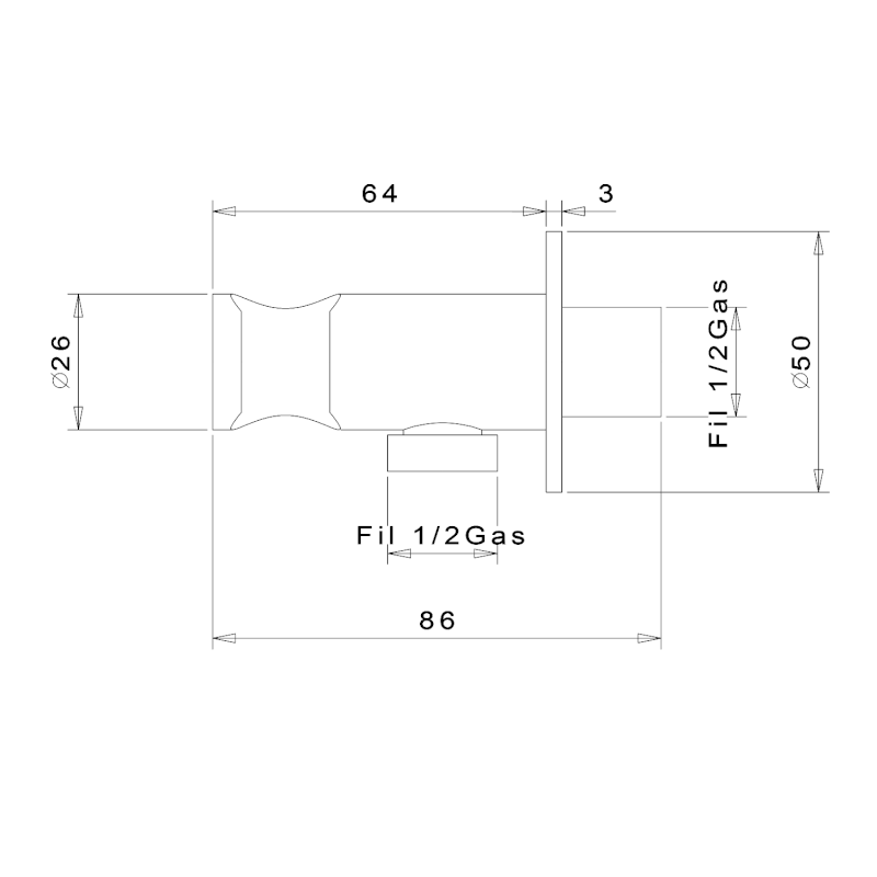 Držák sprchy kulatý, pevný, s vyústěním, chrom SG203