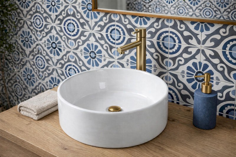 Keramické umyvadlo na desku, Ø 40cm, bílá 40150