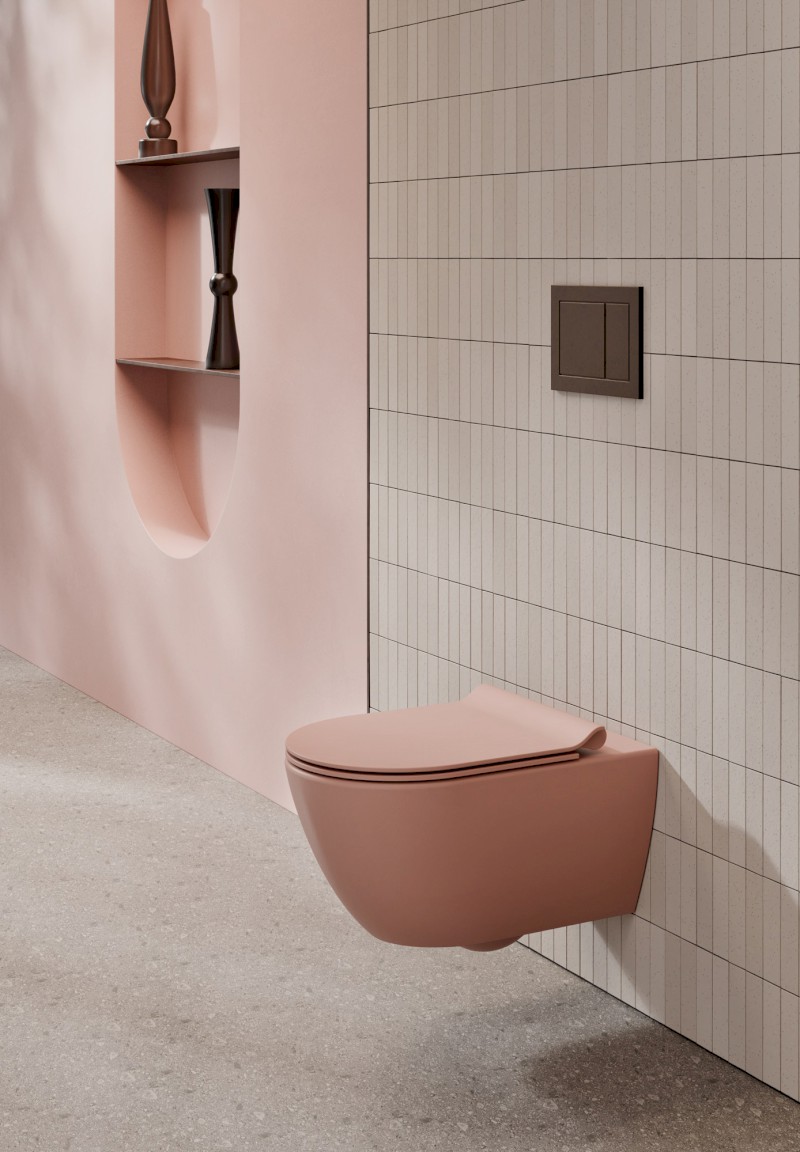 PURA závěsná WC mísa, Swirlflush, 36x55cm, blush dual-mat 881524