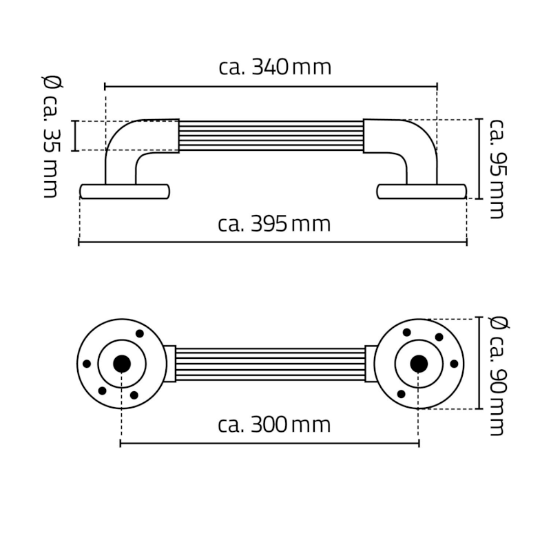 Pevnostní madlo plastové, 300mm, chrom A1013037