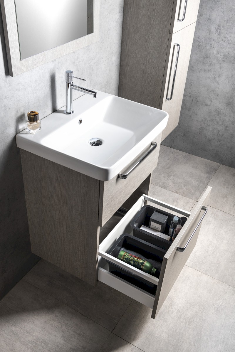 THEIA umyvadlová skříňka 46,4x70x44,2cm, 2xzásuvka, borovice rustik TH050-1616