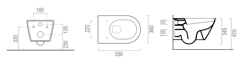 KUBE X závěsná WC mísa, Swirlflush, 36x55cm, bílá ExtraGlaze 941511