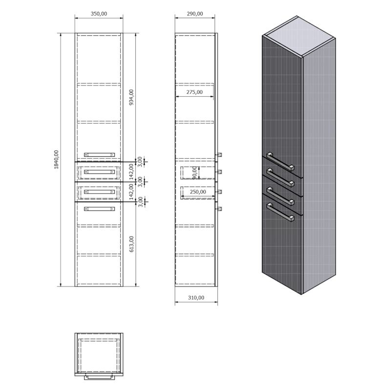 VEGA skříňka vysoká 35x184x31cm, bílá VG185
