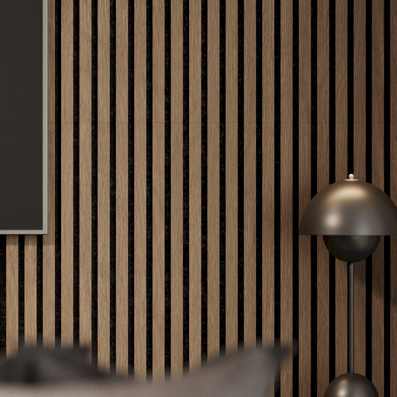 DELUXE akustický panel 2400x520x18mm, ořech/černá 54-240-11-84-12