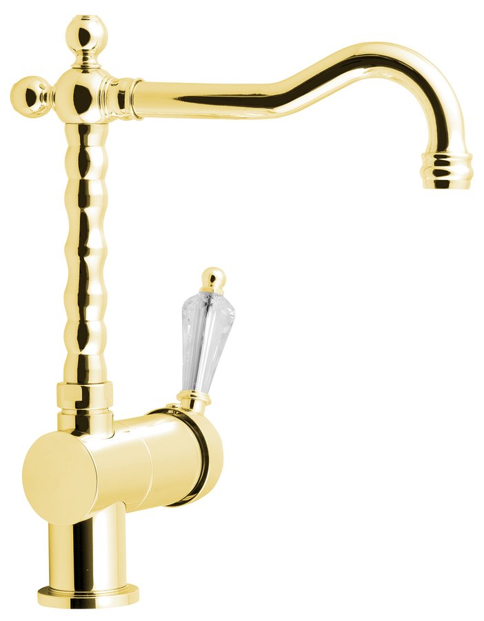 KIRKÉ CRYSTAL stojánková dřezová baterie, páčka krystal, zlato KI14KZ