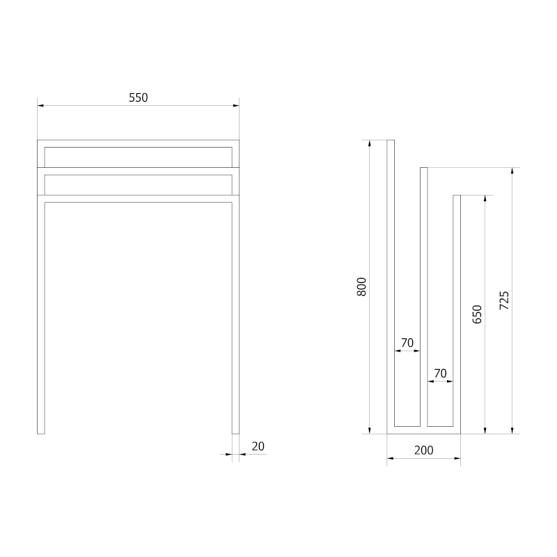 SKA stojan na ručníky 550x800x200mm, černá mat SKA303