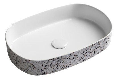 INFINITY OVAL keramické umyvadlo na desku, 55x36cm, terrazzo 10NF65055-2L-TRZ