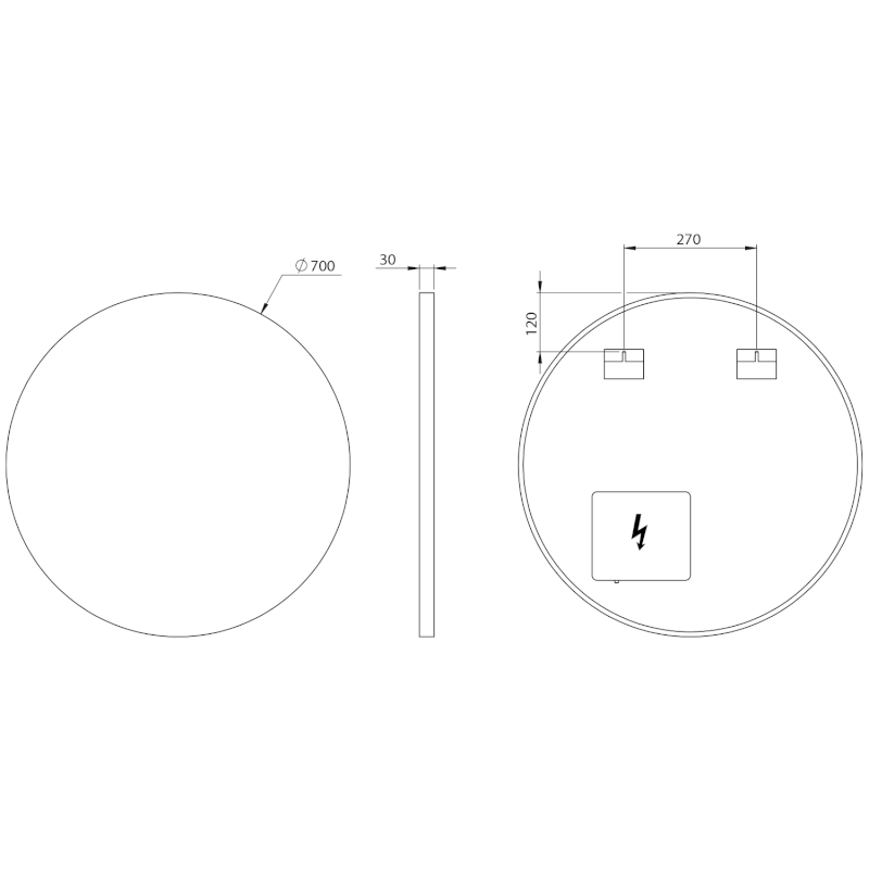 VELUR kulaté zrcadlo s LED podsvícením ø 70cm VE070