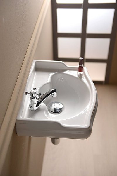 RETRO keramické umývátko 41x30cm, otvor pro baterii vlevo, bílá 103301SX