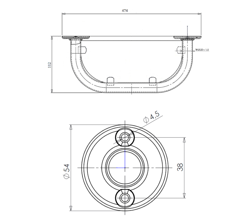 WHITE LINE polička se sklem 40cm, bílá 8001