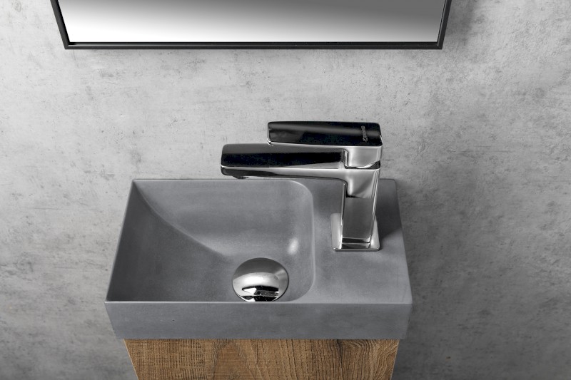 PICCOLINO betonové umývátko 30,8x17cm, baterie vpravo, šedá mat PK30517