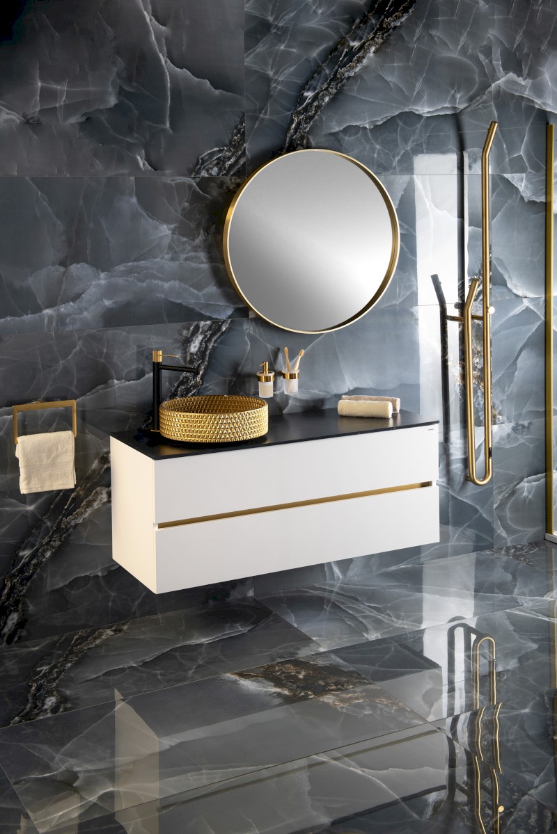 ODETTA umyvadlová skříňka 118x50x43,5cm, bílá lesk DT120-3030