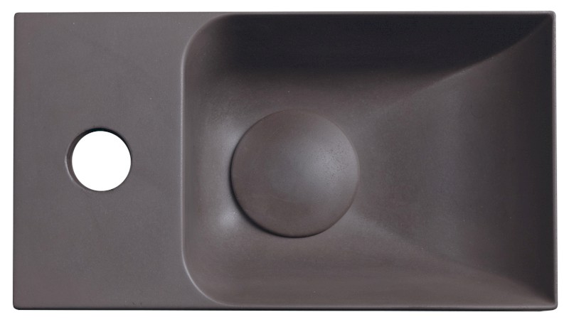 PICCOLINO betonové umývátko 30,8x17cm, baterie vlevo, tmavě hnědá mat PK30015