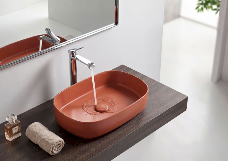 INFINITY OVAL keramické umyvadlo na desku, 55x36cm, terracotta 10NF65055-2U