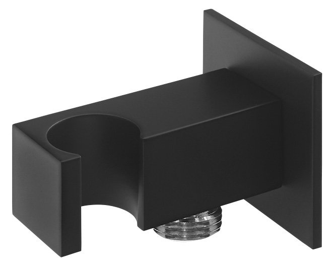 Držák sprchy hranatý, pevný, s vyústěním, černá mat SG303NE