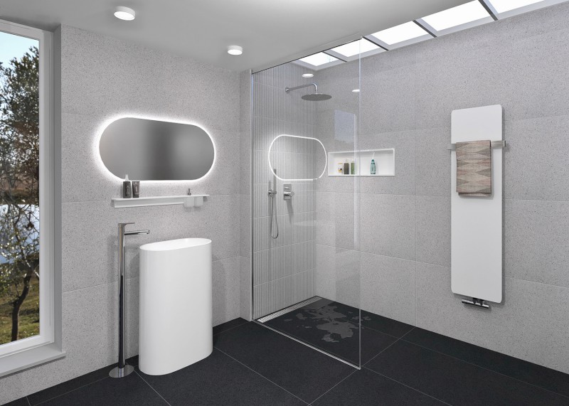 TREVA umyvadlo volně stojící 56,5x85cm, litý mramor, kryt výpusti, bílá mat TR565