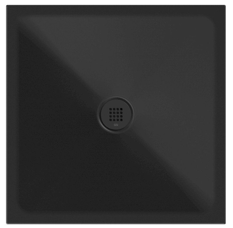 Keramická sprchová vanička, čtverec 80x80x2cm, černá mat 46080826