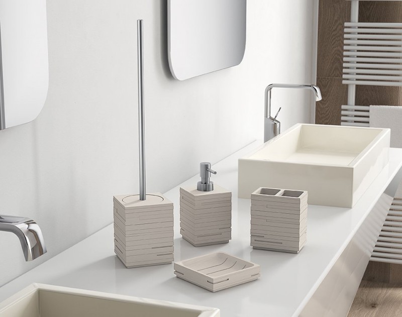 QUADROTTO držák kartáčků na postavení, tortora QU9866