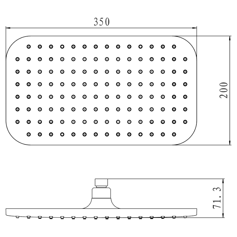 Hlavová sprcha, 200x350mm, ABS/černá mat SC296
