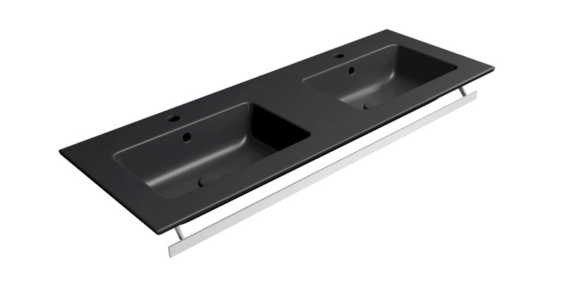 PURA keramické dvojumyvadlo Slim 122x46cm, černá mat 8888126