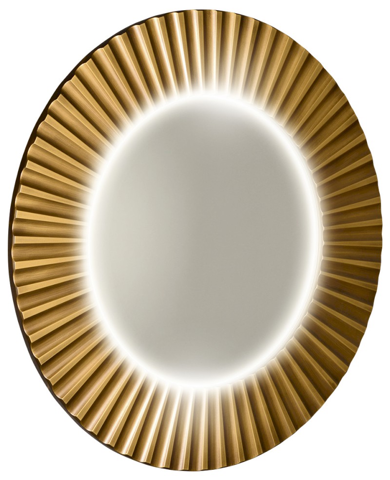 PRIDE STRIP kulaté zrcadlo s LED osvětlením v rámu ø 90cm, bronz PD954