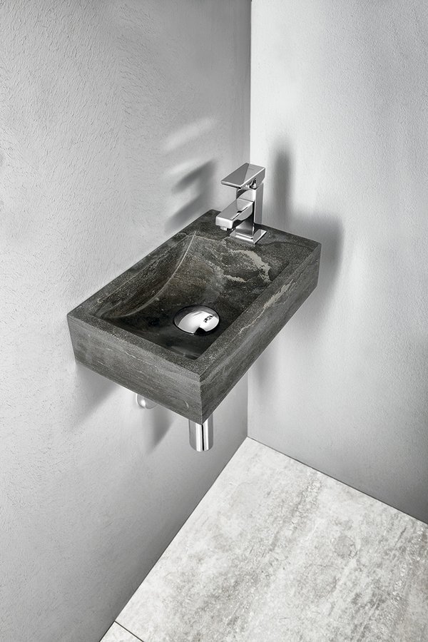 BLOK kamenné umývátko 40x22cm, baterie vpravo, antracit 2401-28