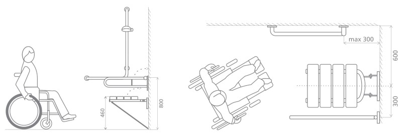 HANDICAP madlo sklopné 813mm, černá mat XH518B