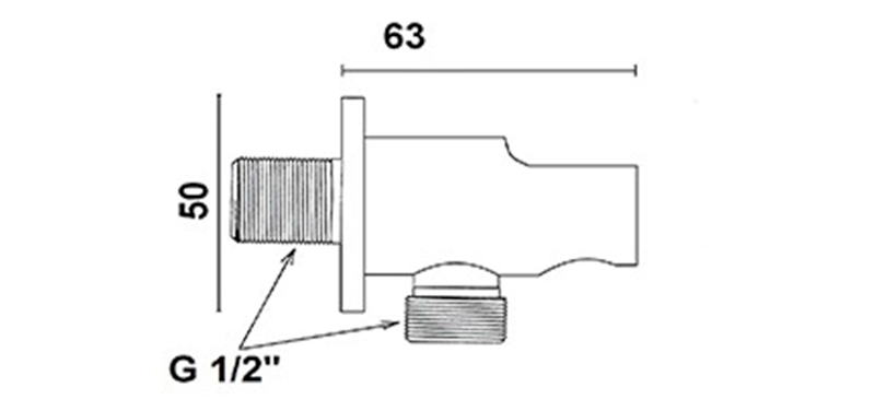 Držák sprchy kulatý, pevný, s vyústěním, bronz 981M6