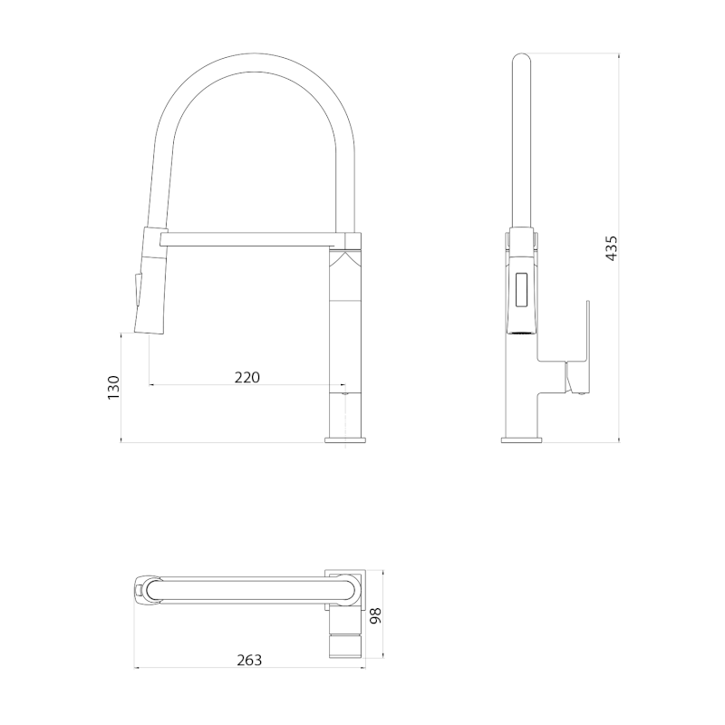 MAYA stojánková dřezová baterie se sprškou, černá mat MA780B