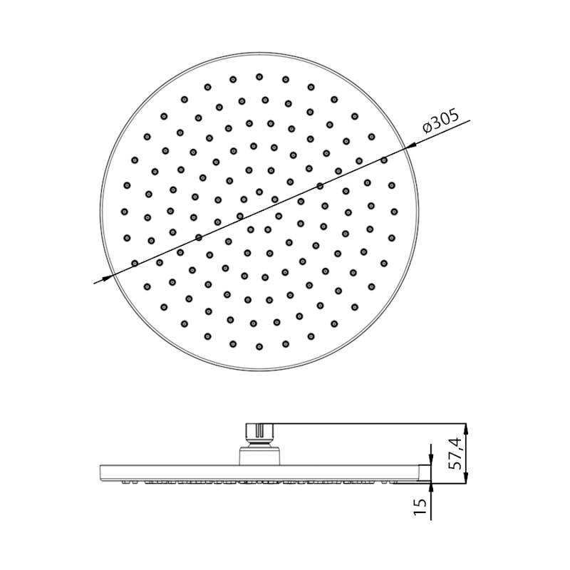 Hlavová sprcha, průměr 300mm, ABS/chrom SC124