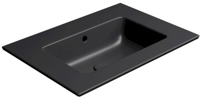PURA keramické umyvadlo Slim 62x46cm, bez otvoru, černá mat 8884026