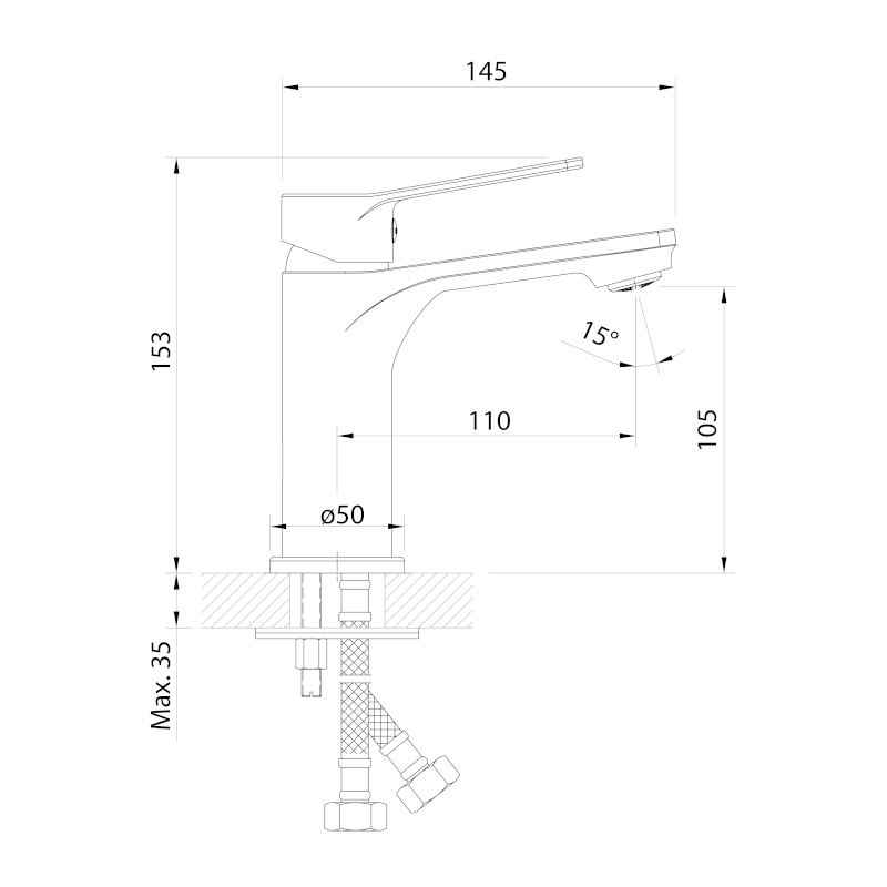 SINTRA stojánková umyvadlová baterie, černá mat SX002B