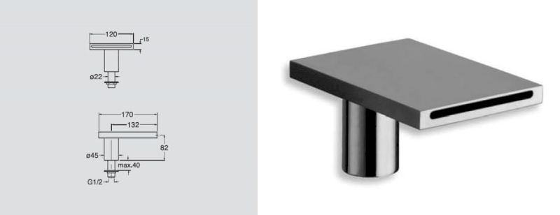 Výtoková hubice na okraj vany, šířka 120mm, chrom BD31451