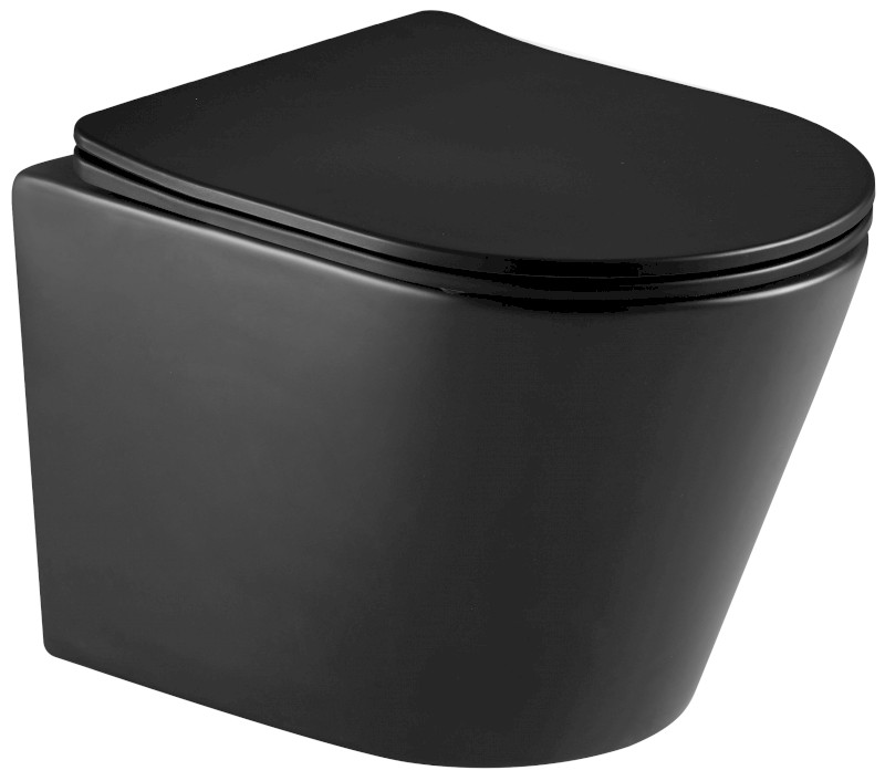 PACO závěsná WC mísa, Rimless, 36x53cm, černá mat PZ1012WRB