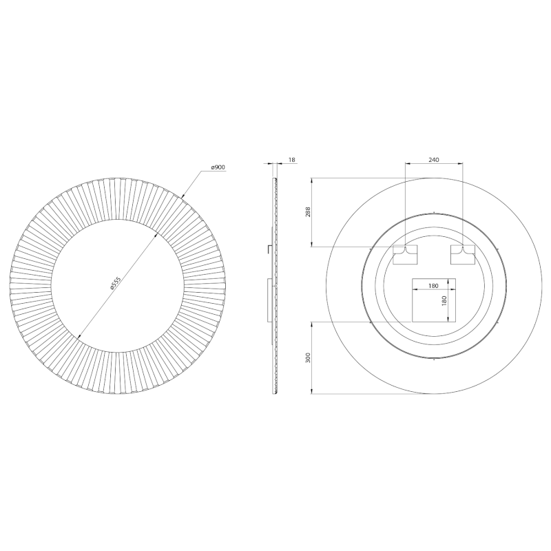 PRIDE STRIP kulaté zrcadlo s LED osvětlením v rámu ø 90cm, stříbrná PD952