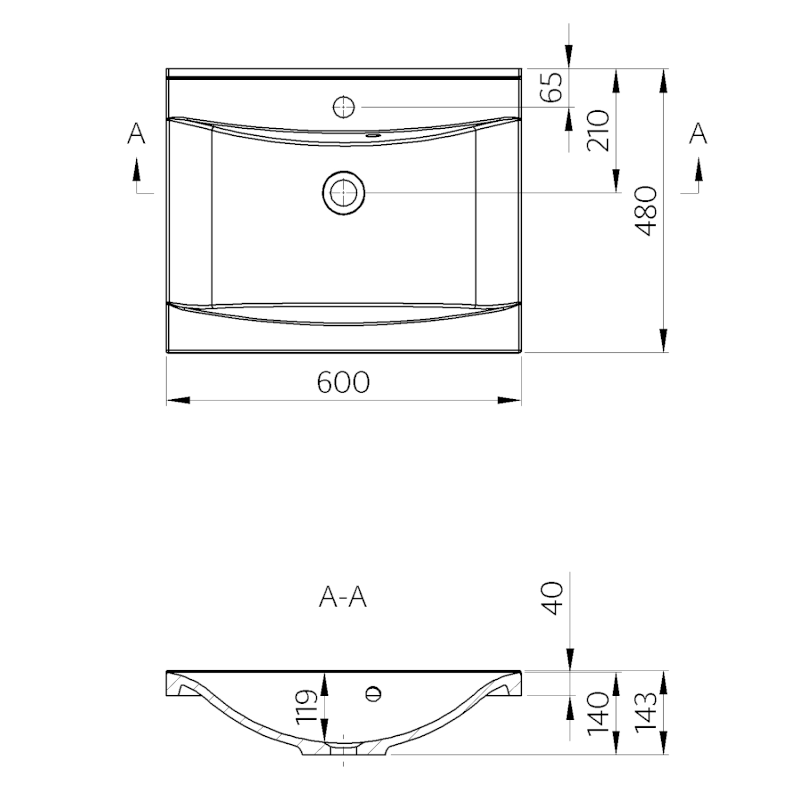 LUCIOLA umyvadlo, litý mramor, 60x48cm, bílá 50062