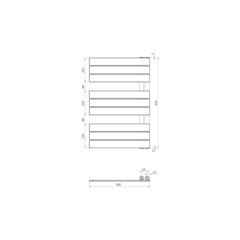 MYTHOS otopné těleso 500x830mm, černá mat LLM508B