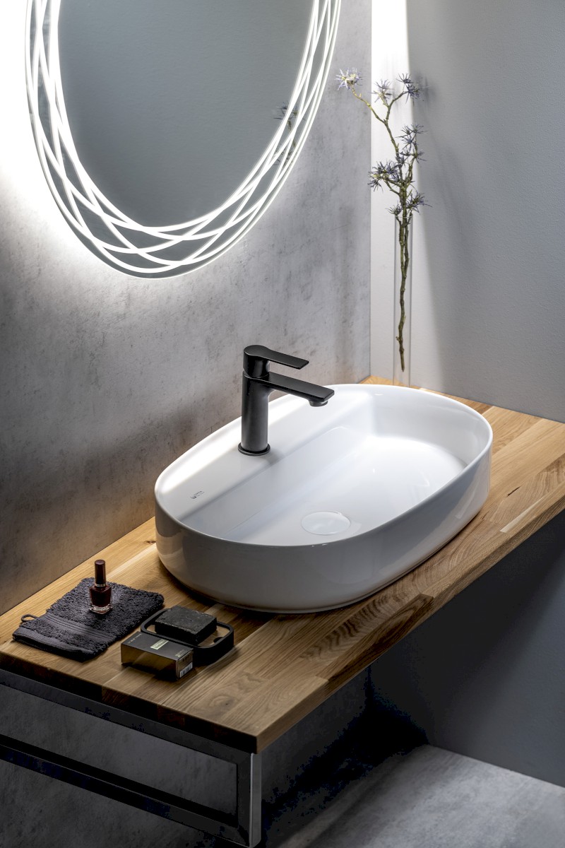 INFINITY OVAL keramické umyvadlo na desku, 60x40cm, bílá 10NF65060