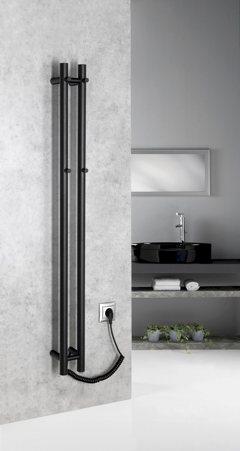 PAPINADO elektrický sušák ručníků 109x1200mm, 40W, černá mat ER340