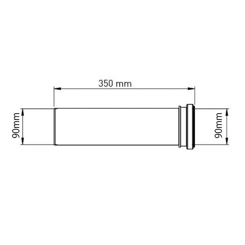 Prodlužovací kus pro závěsné WC, prům. potrubí 90mm, délka 350mm 159.329.0