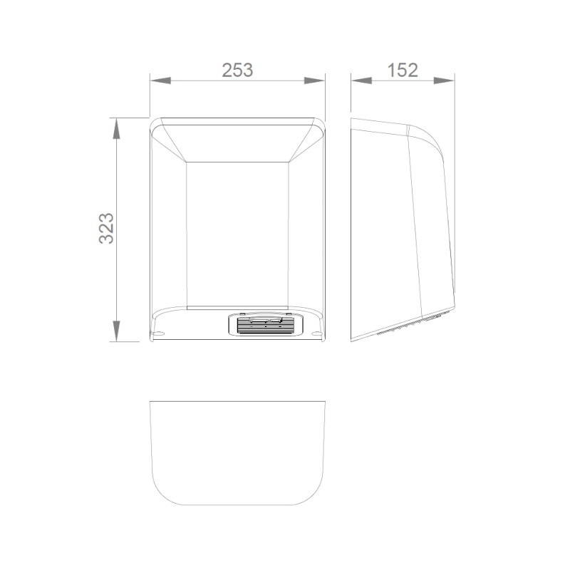 BIGFLOW bezdotykový elektrický osoušeč rukou 220-240V, 2050W, 253x323x152mm, nerez lesk 01451.B