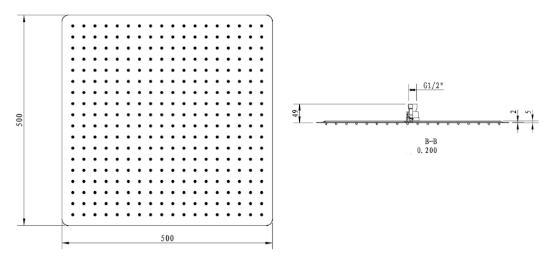 SLIM hlavová sprcha, 500x500mm, nerez lesk MS565